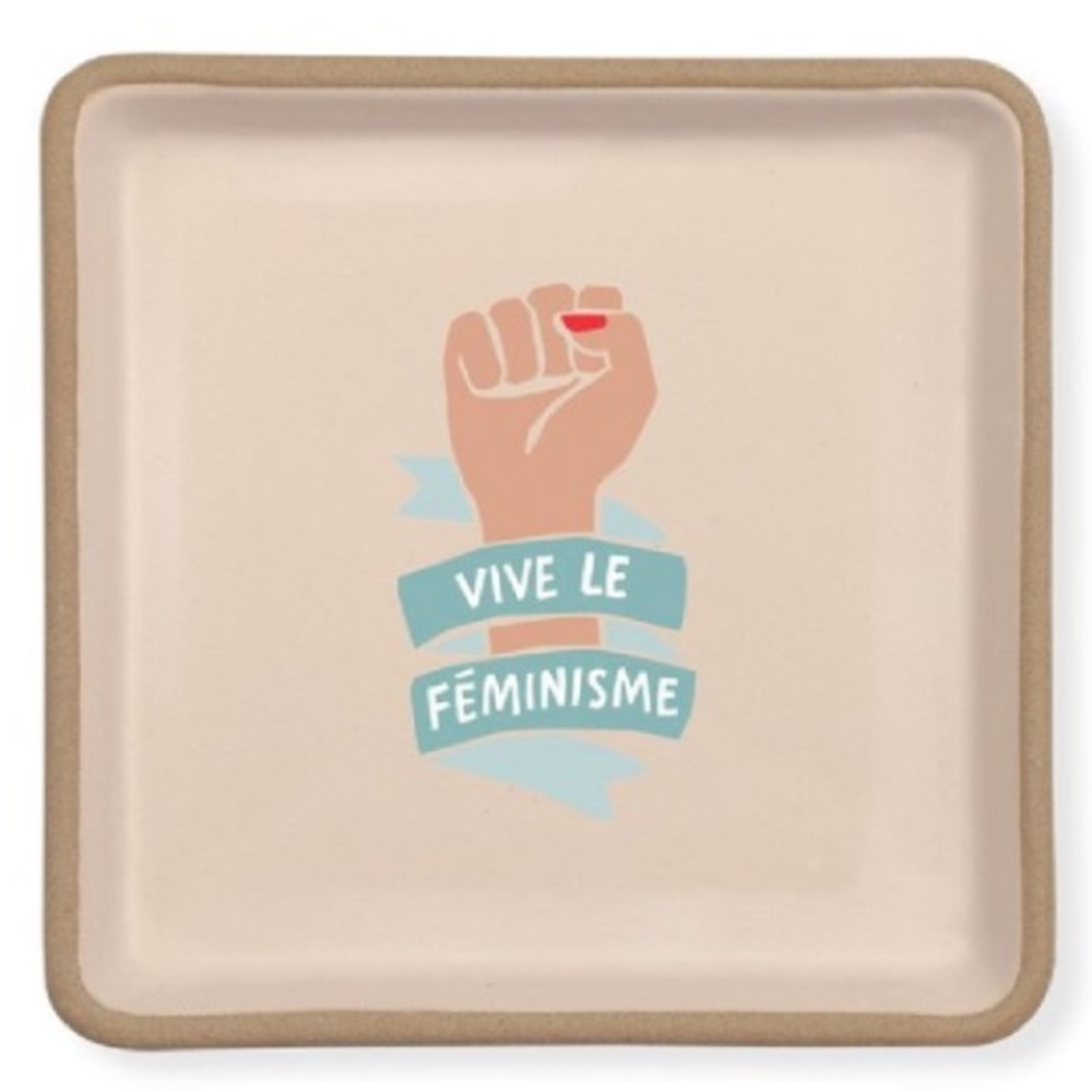 “VIVE LE FÉMINISME” decorative stoneware tray-NWT
